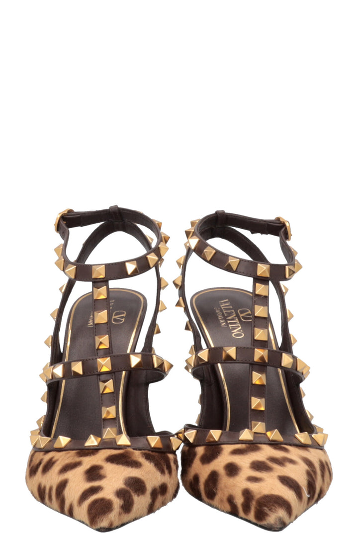 VALENTINO Escarpins Rockstud en Poil de Poney Imprimé Léopard