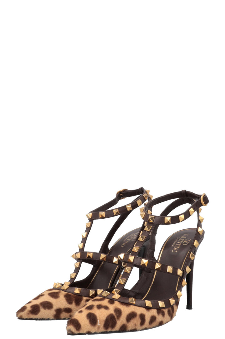 VALENTINO Escarpins Rockstud en Poil de Poney Imprimé Léopard
