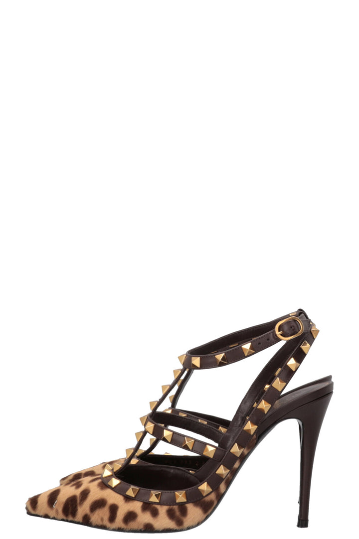 VALENTINO Escarpins Rockstud en Poil de Poney Imprimé Léopard
