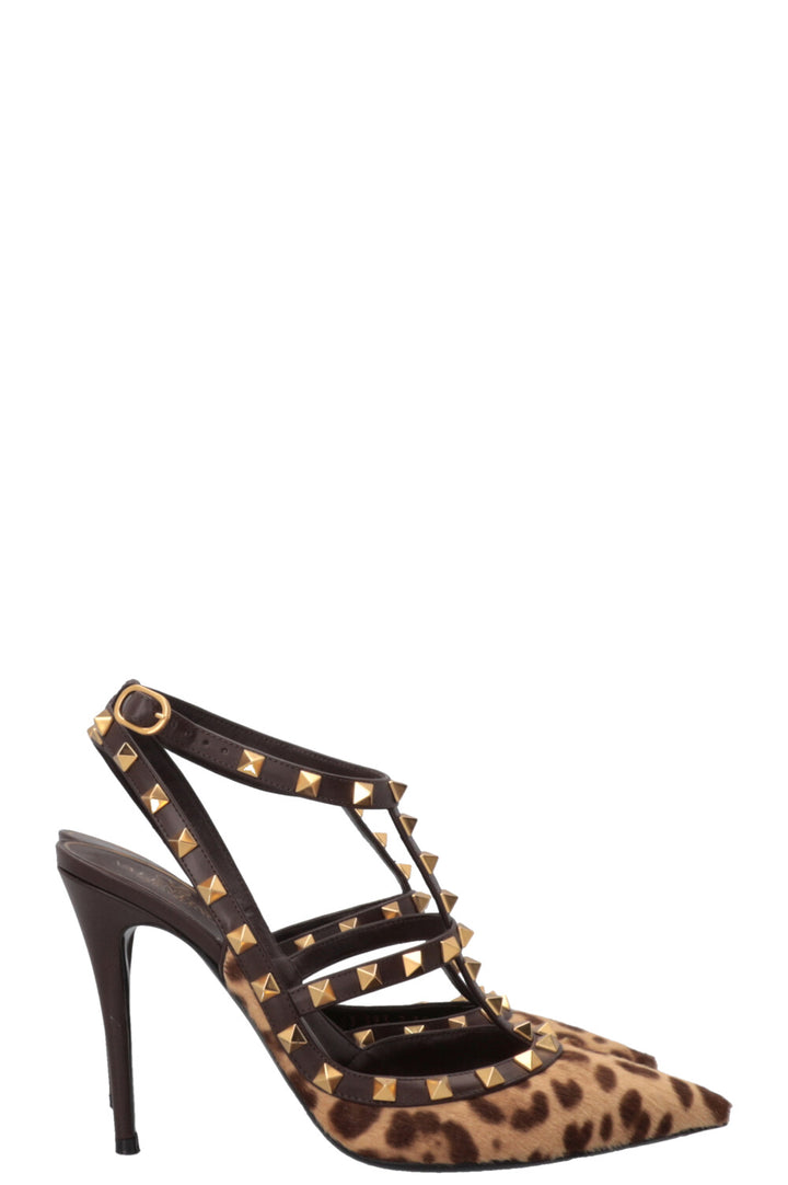 VALENTINO Escarpins Rockstud en Poil de Poney Imprimé Léopard