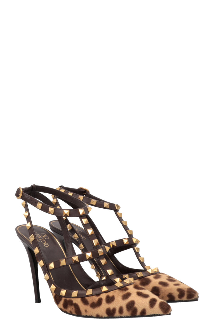VALENTINO Escarpins Rockstud en Poil de Poney Imprimé Léopard