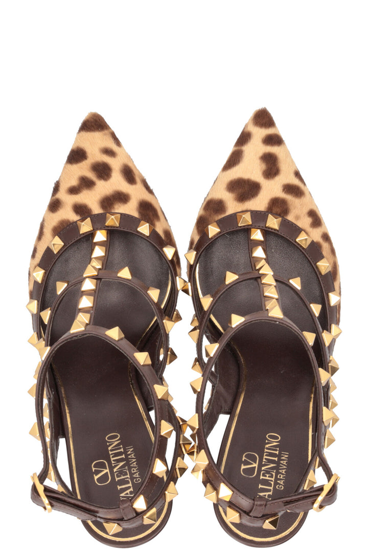 VALENTINO Escarpins Rockstud en Poil de Poney Imprimé Léopard