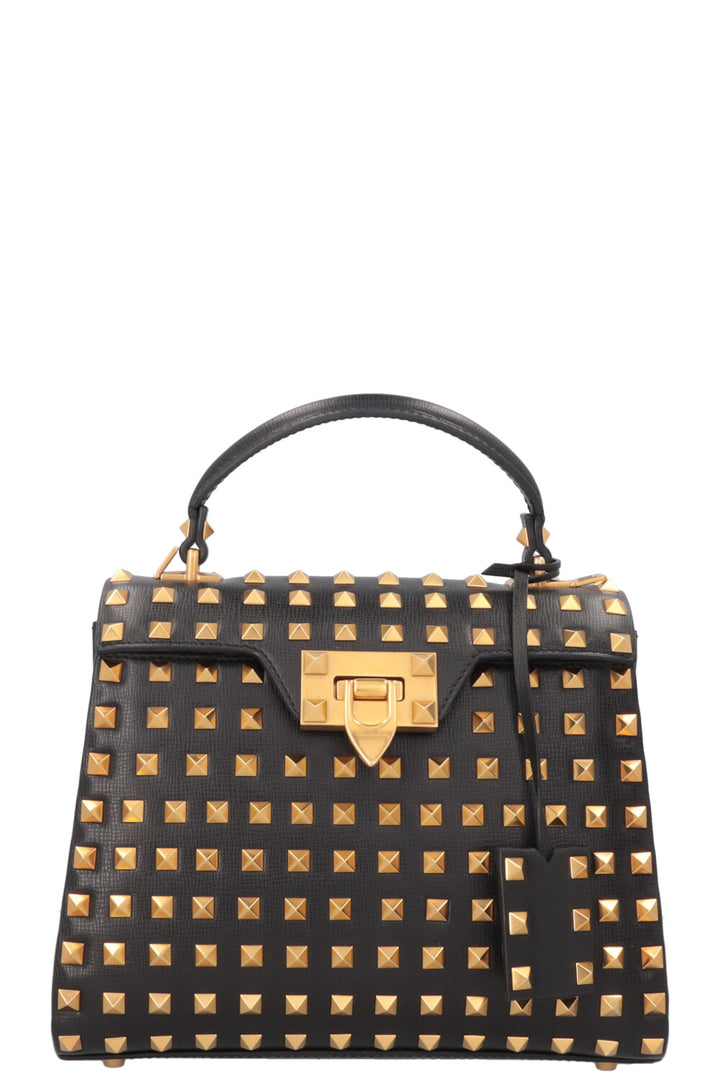 VALENTINO Rockstud Alcove Hand Bag Leather Black