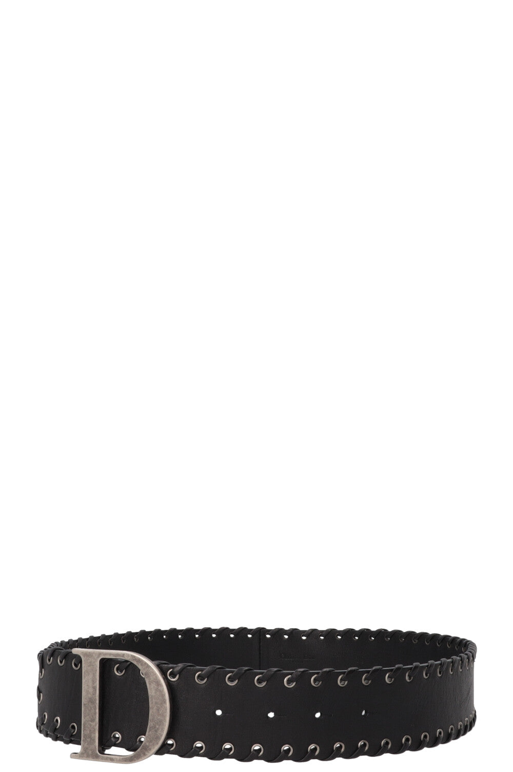 CHRISTIAN DIOR D Logo Belt Leather Black