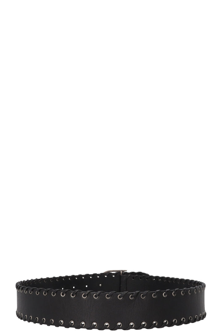 CHRISTIAN DIOR D Logo Belt Leather Black