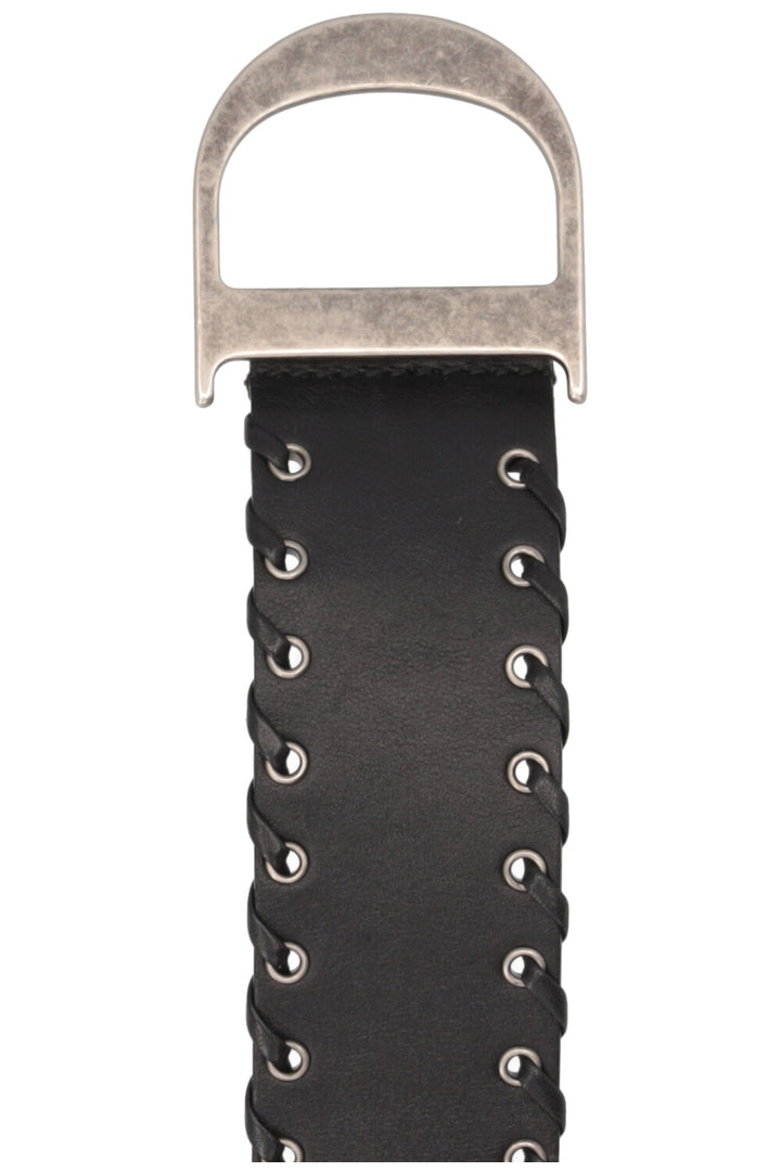 CHRISTIAN DIOR D Logo Belt Leather Black