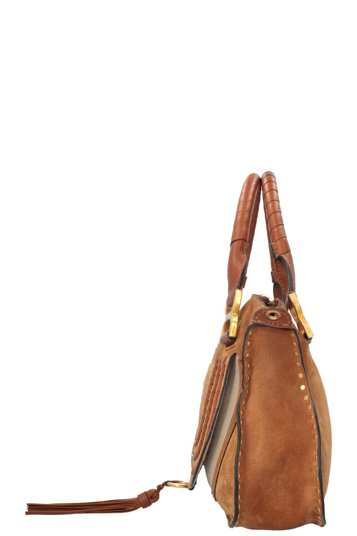 CHLOÉ Small Double Carry Marcie Bag Suede Brown