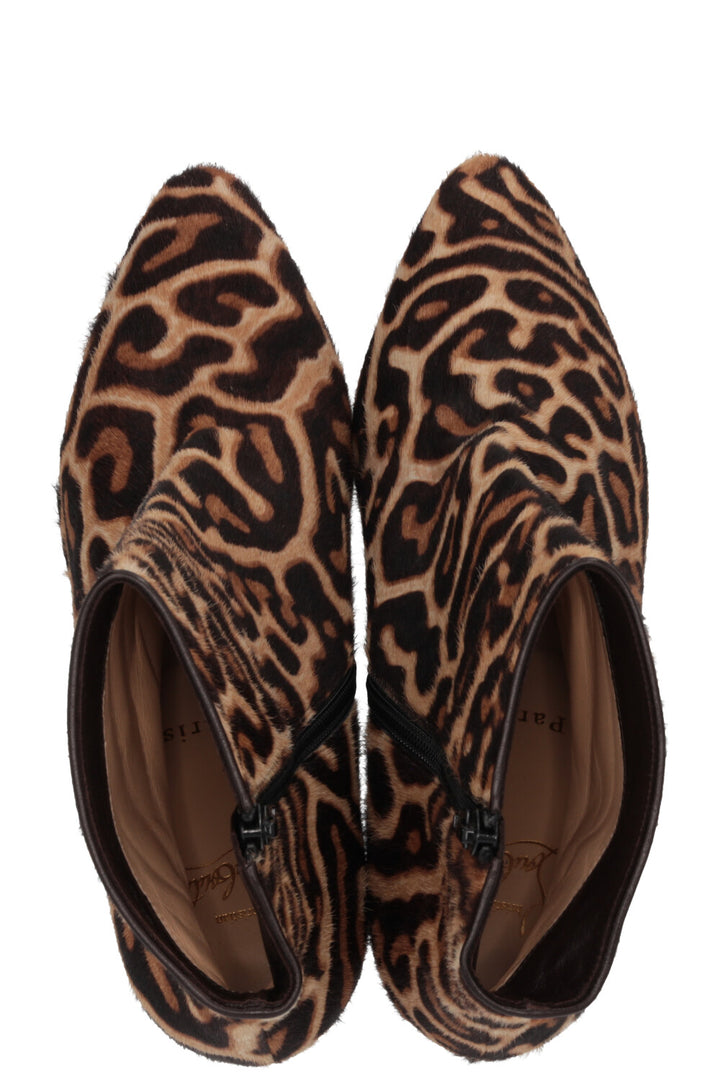 CHRISTIAN LOUBOUTIN Cheetah Ankle Boots Brown