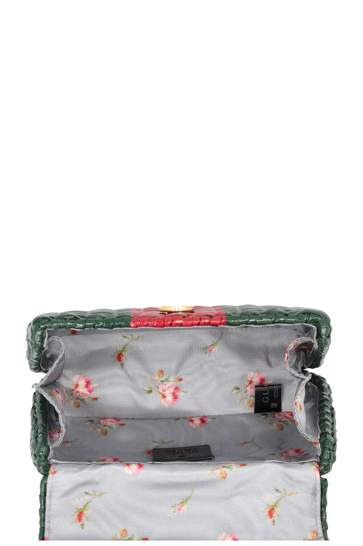 GUCCI Linea Cestino Bag Small Wicker Red Green