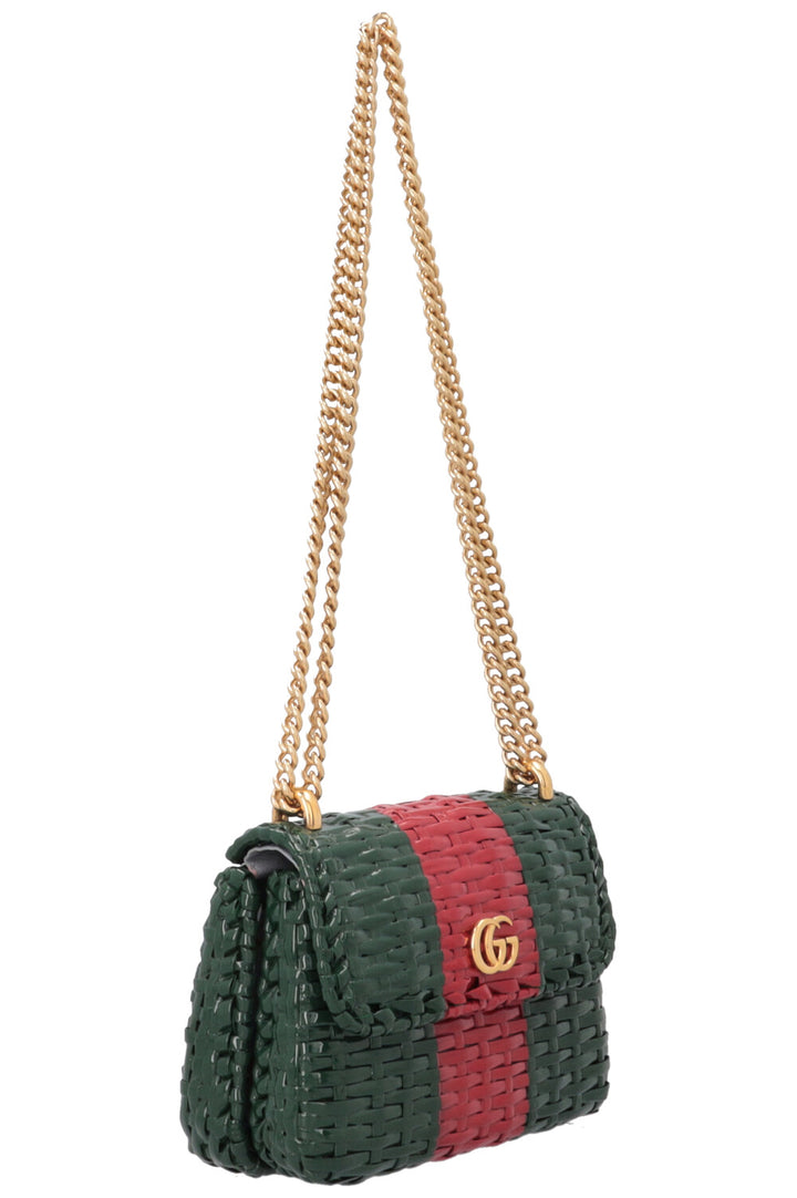 GUCCI Linea Cestino Bag Small Wicker Red Green