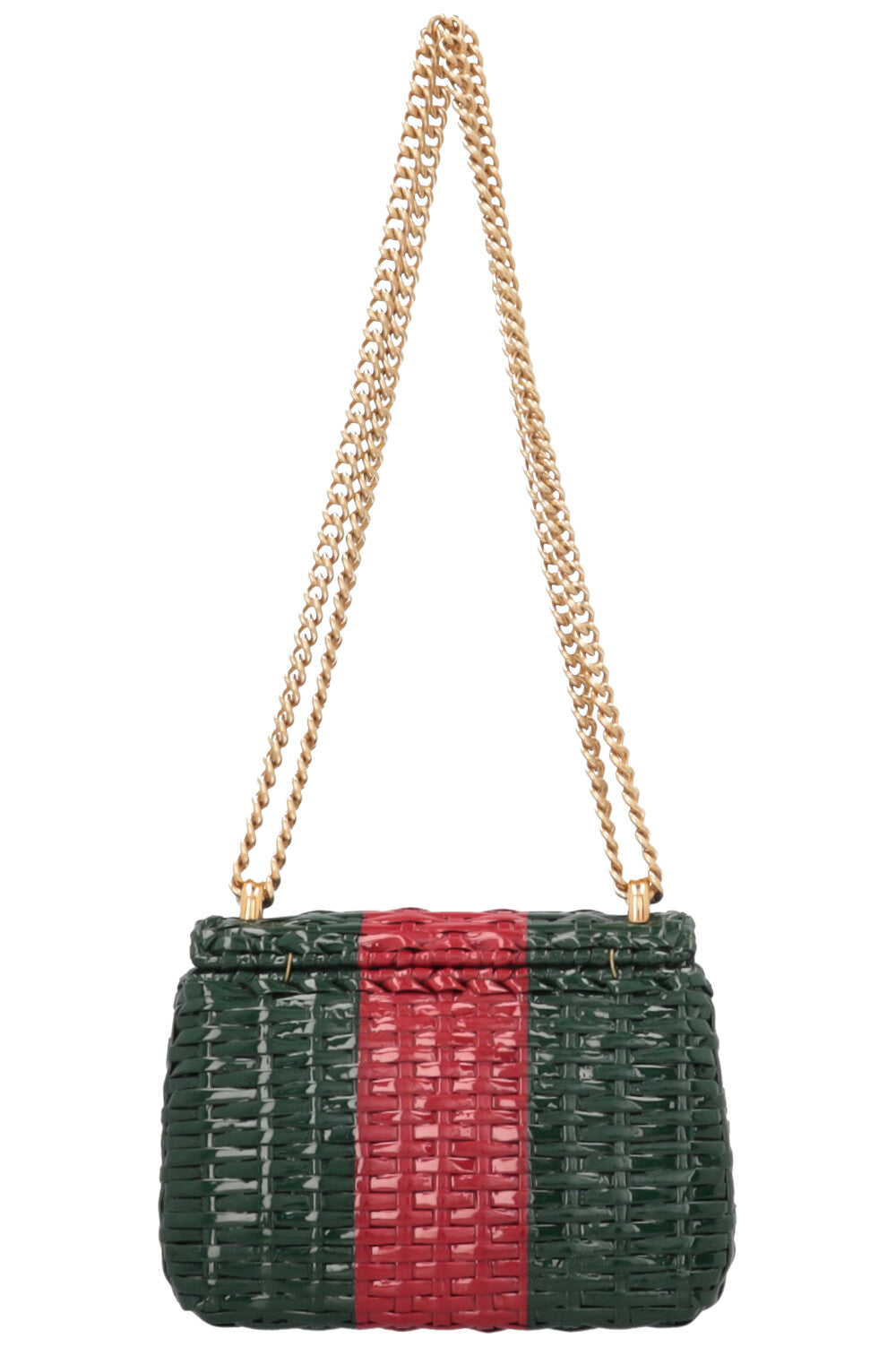 GUCCI Linea Cestino Bag Small Wicker Red Green
