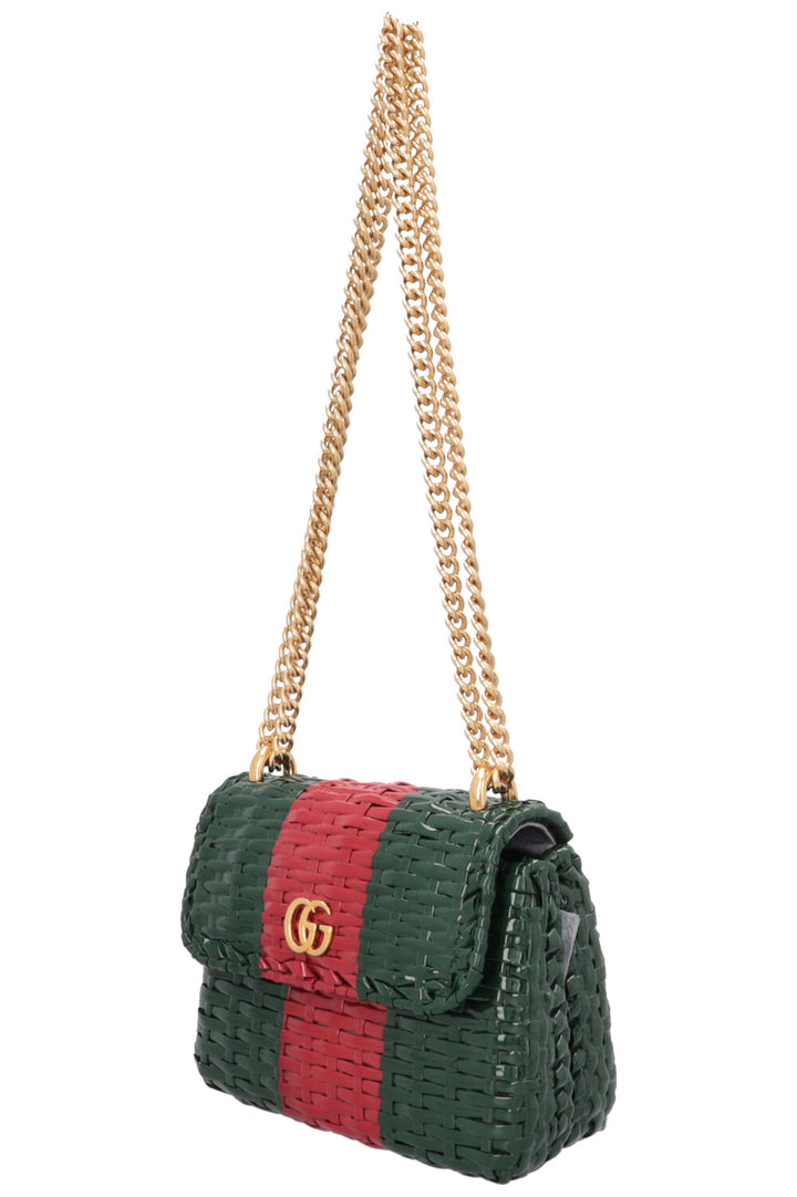 GUCCI Linea Cestino Bag Small Wicker Red Green