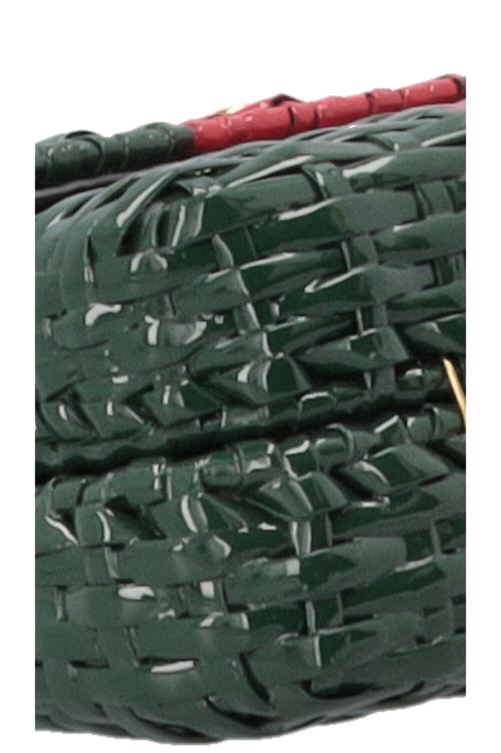 GUCCI Linea Cestino Bag Small Wicker Red Green