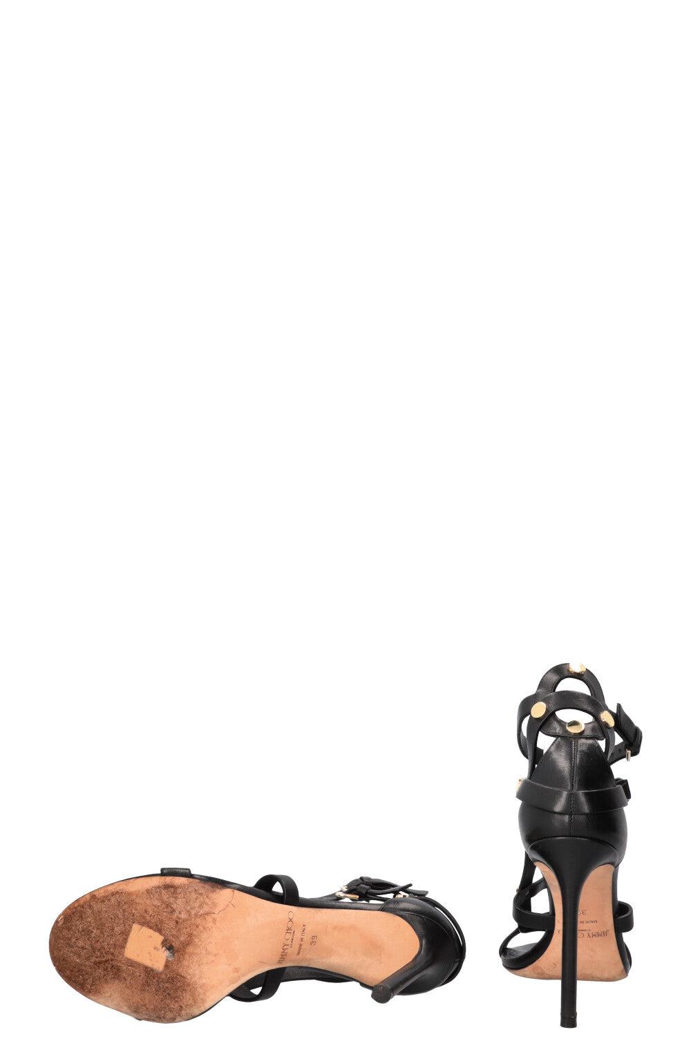JIMMY CHOO Studded Sandals Leather Black