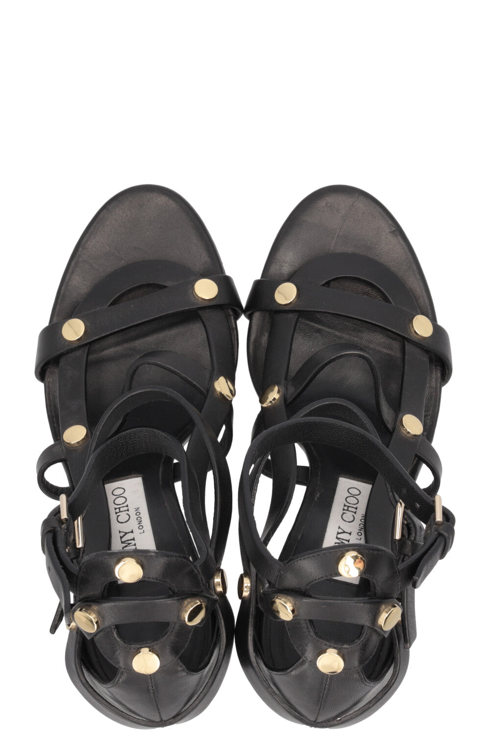 JIMMY CHOO Studded Sandals Leather Black