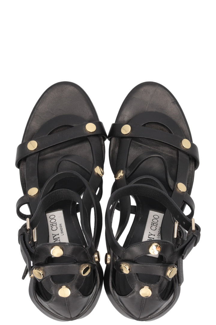 JIMMY CHOO Studded Sandals Leather Black