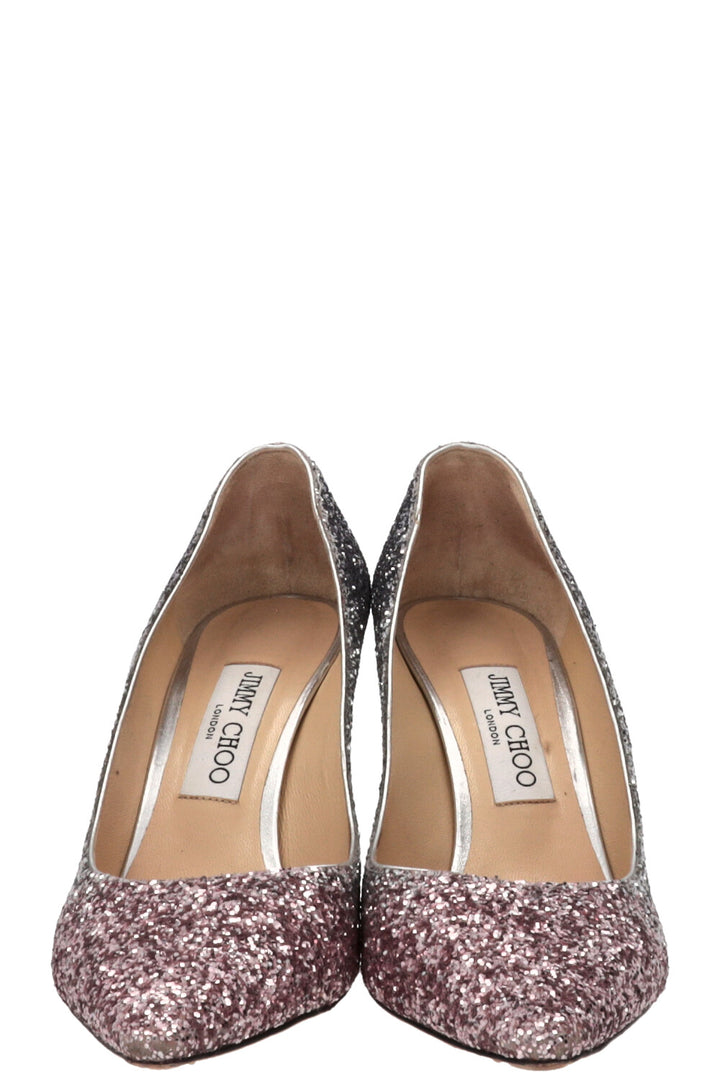 JIMMY CHOO Glitter Pumps Silver Pink