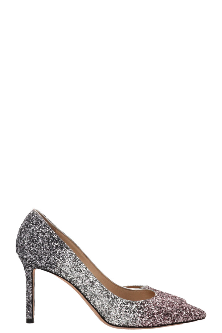 JIMMY CHOO Glitter Pumps Silver Pink