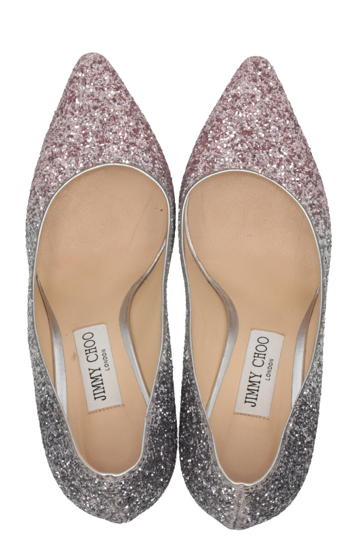 JIMMY CHOO Glitter Pumps Silver Pink