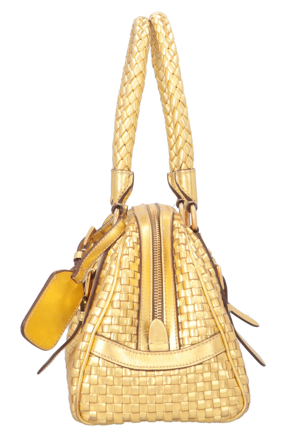 PRADA Madras Intreccio Bag Metallic Gold