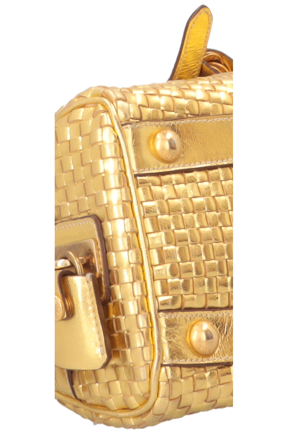 PRADA Madras Intreccio Bag Metallic Gold