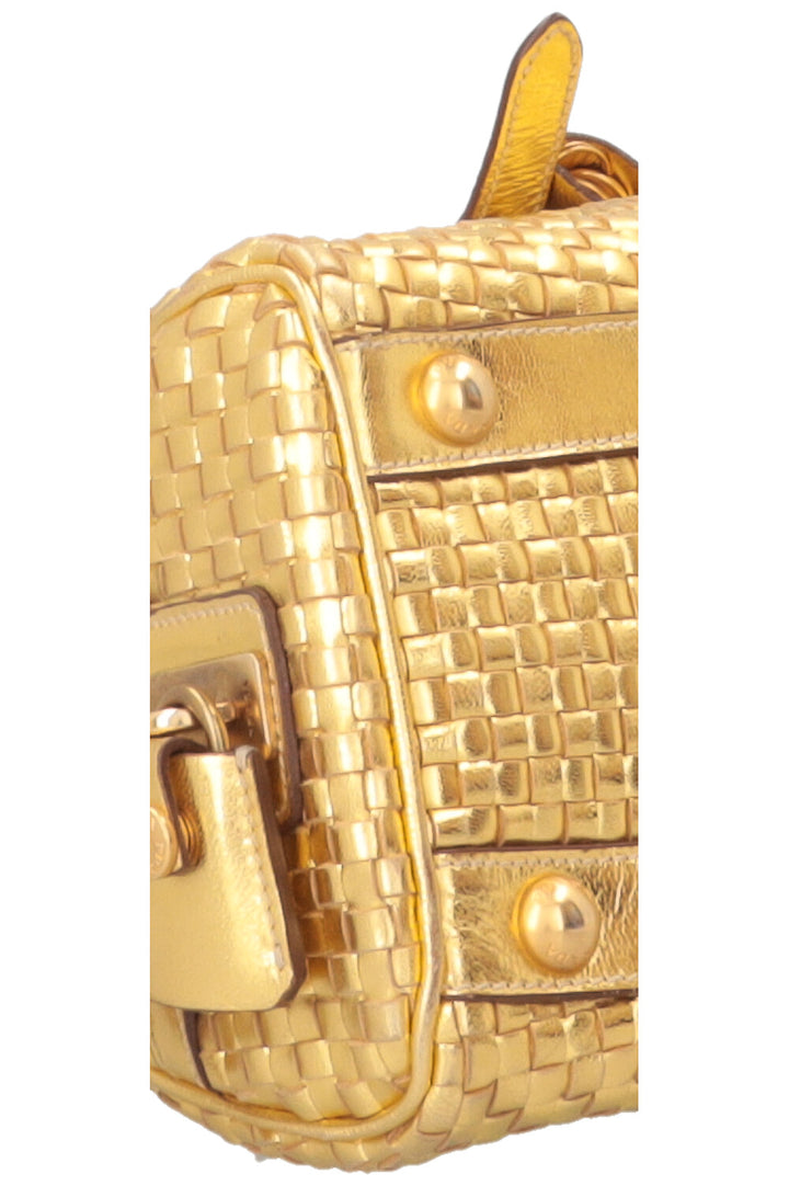 PRADA Madras Intreccio Bag Metallic Gold