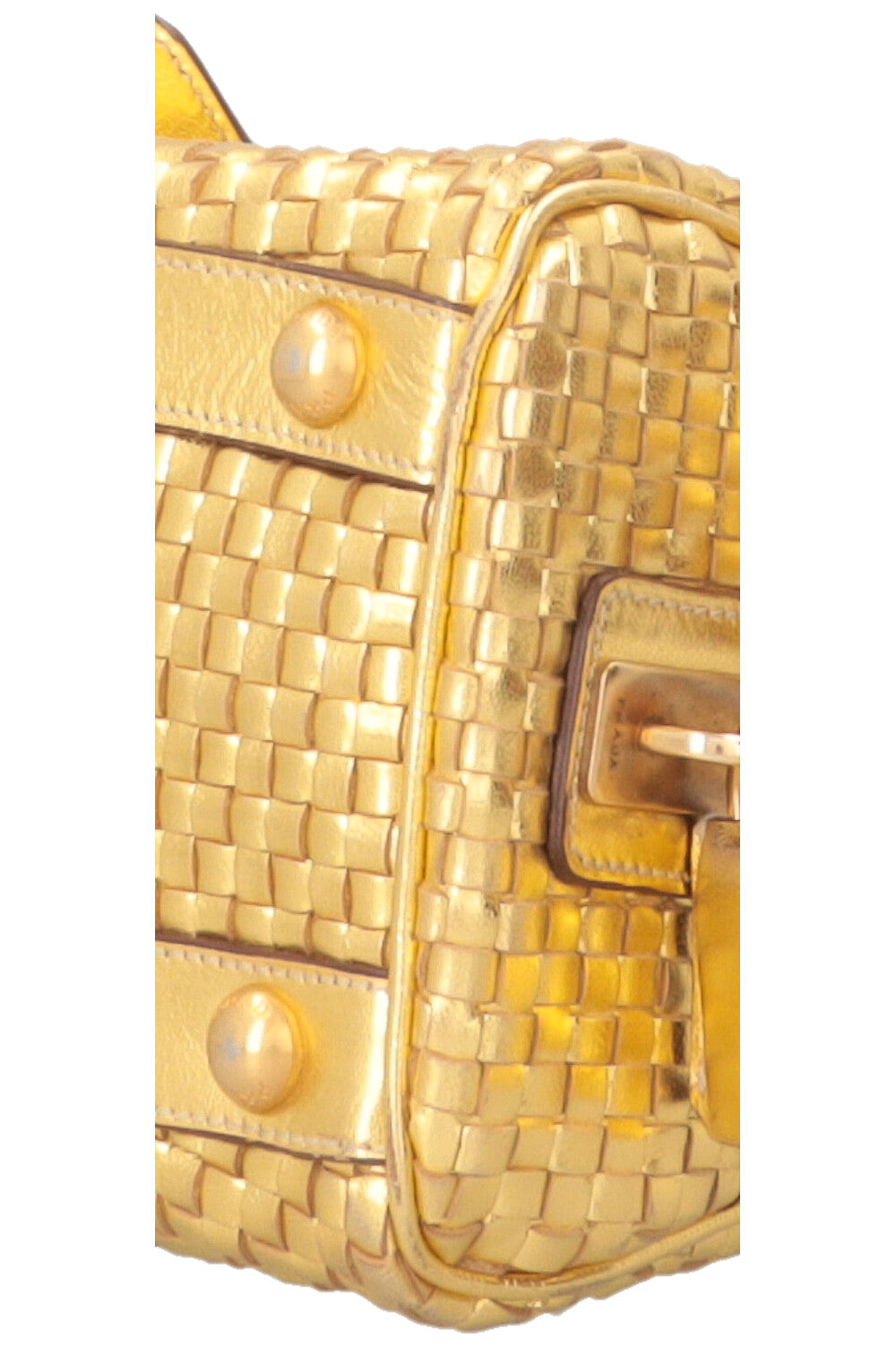 PRADA Madras Intreccio Bag Metallic Gold