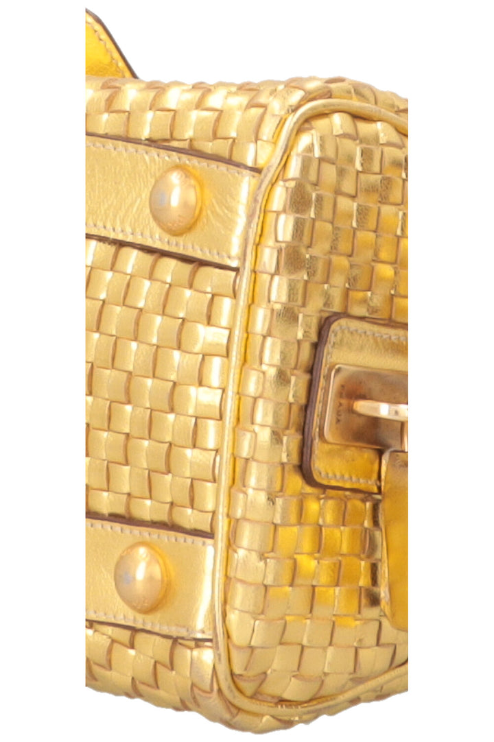 PRADA Madras Intreccio Bag Metallic Gold