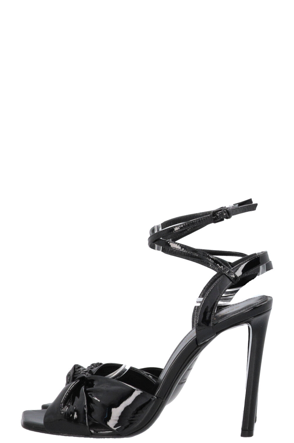 SAINT LAURENT Bow Sandals Patent Black