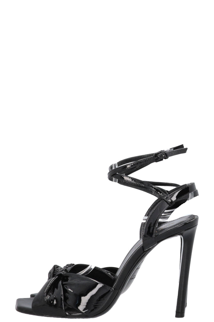 SAINT LAURENT Bow Sandals Patent Black