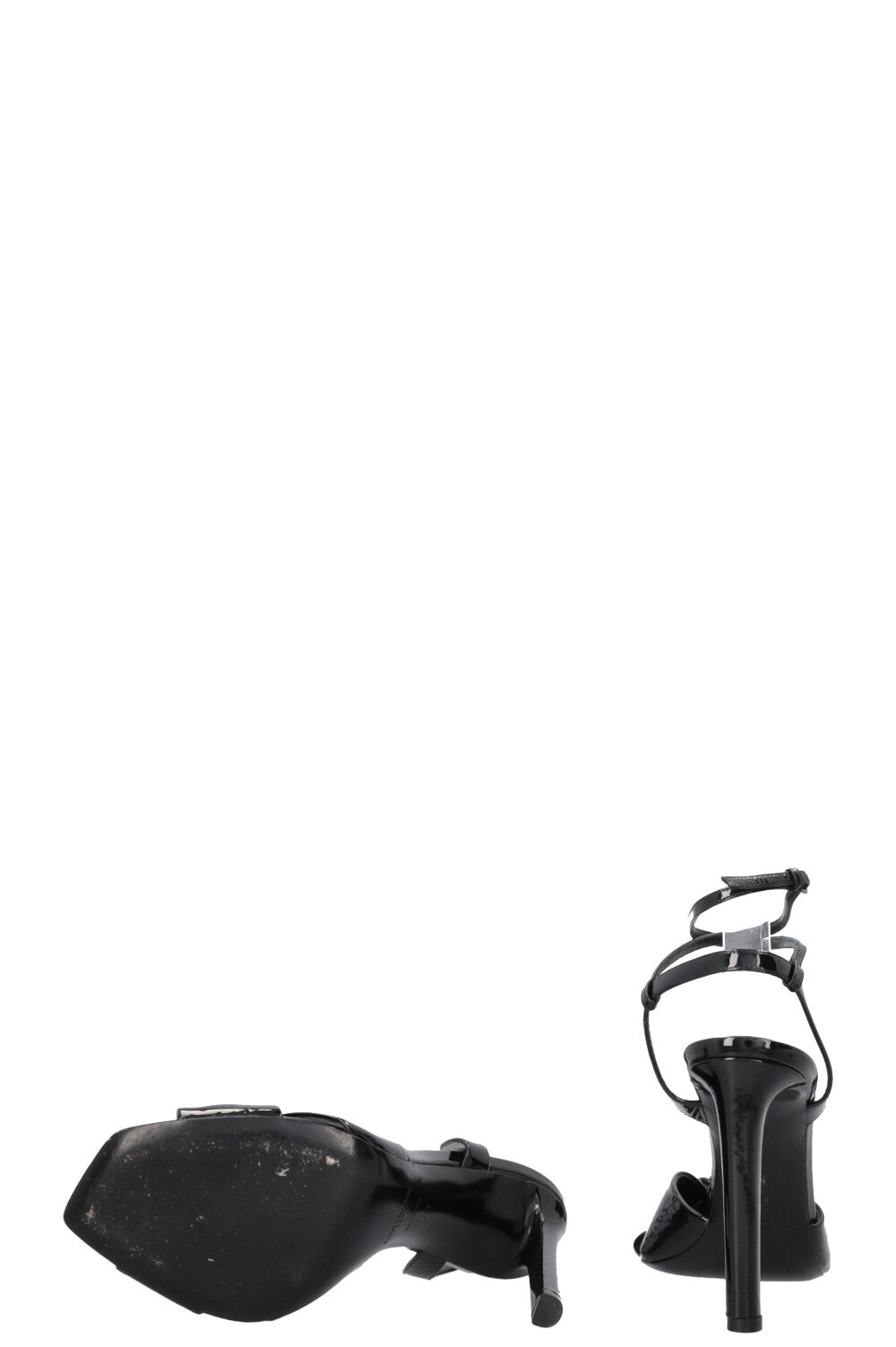 SAINT LAURENT Bow Sandals Patent Black