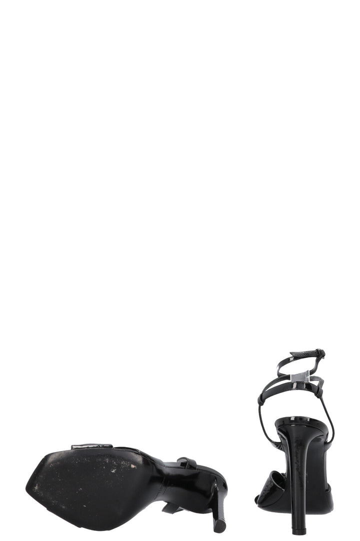 SAINT LAURENT Bow Sandals Patent Black