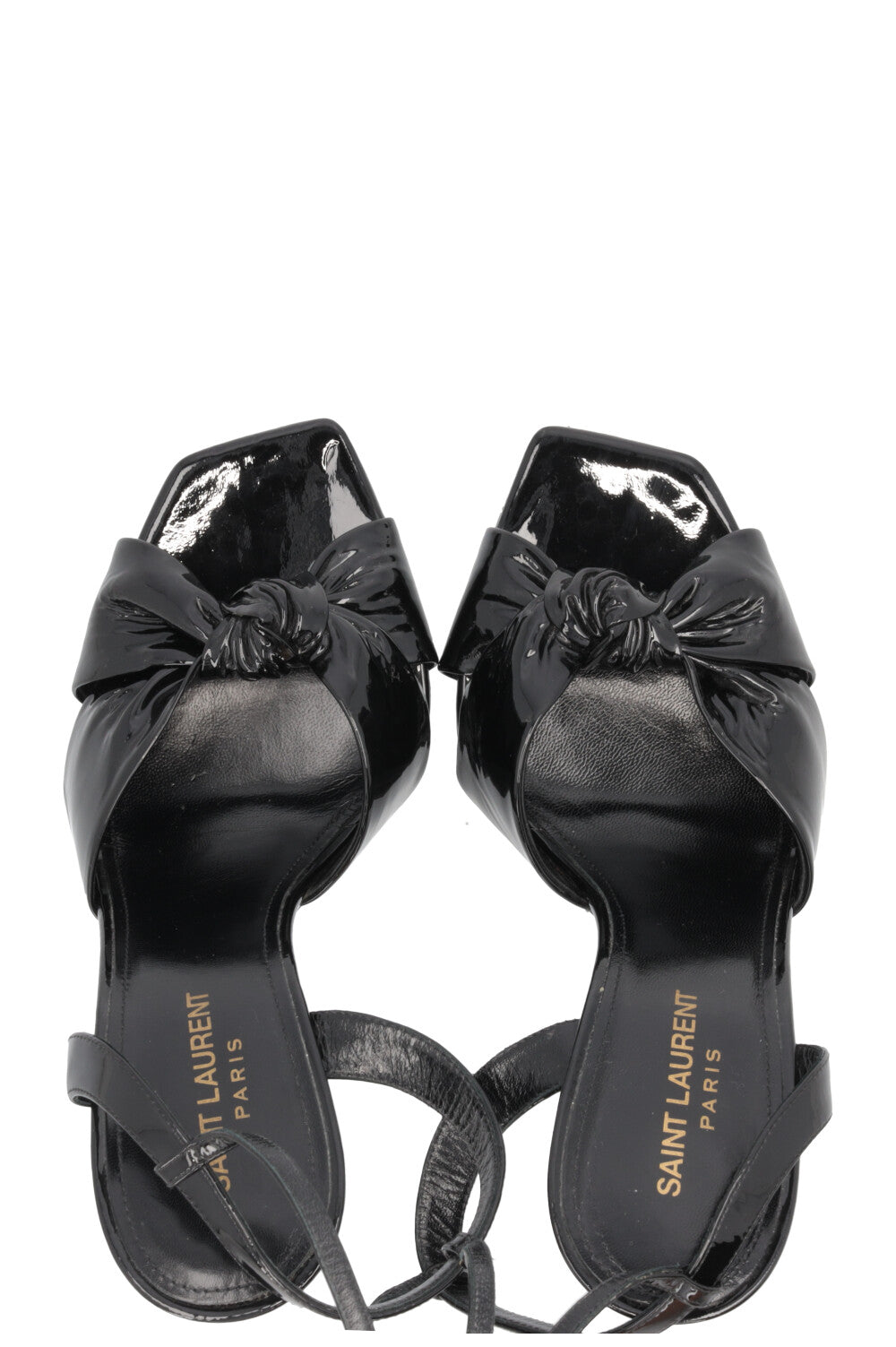 SAINT LAURENT Bow Sandals Patent Black