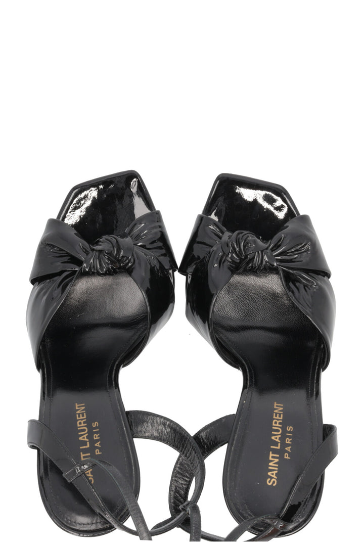 SAINT LAURENT Bow Sandals Patent Black