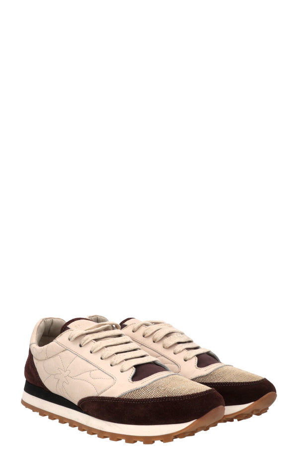 BRUNELLO CUCINELLI Baskets Daim Marron Ivoire