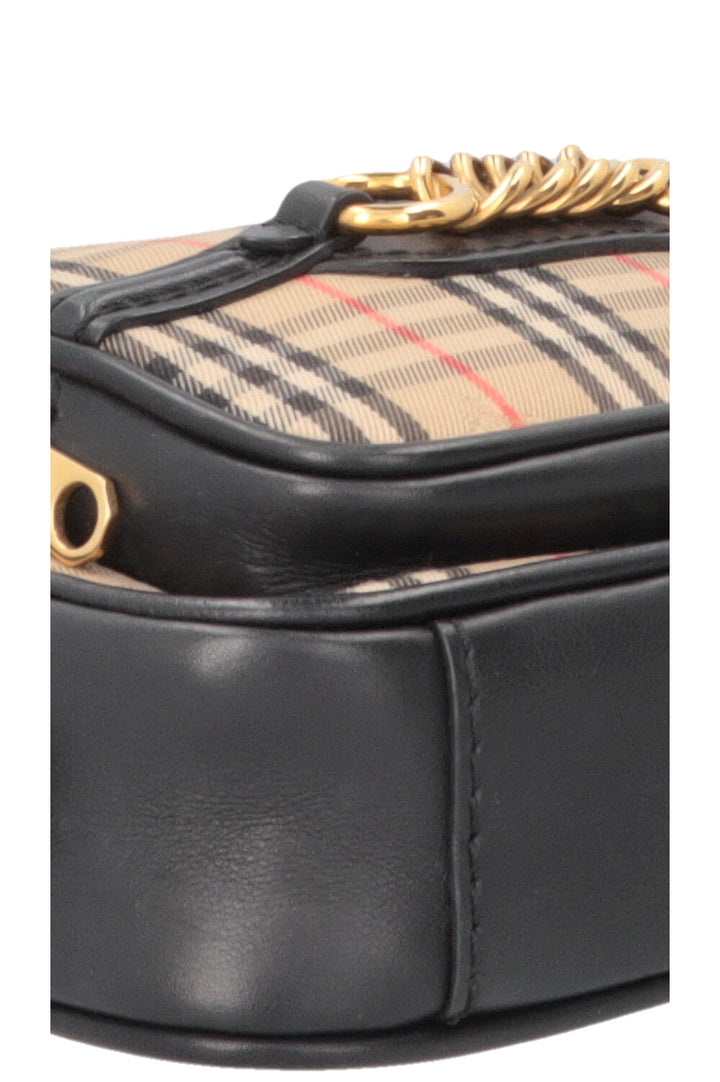 BURBERRY 1983 Check Link Camera Bag Canvas Beige Black