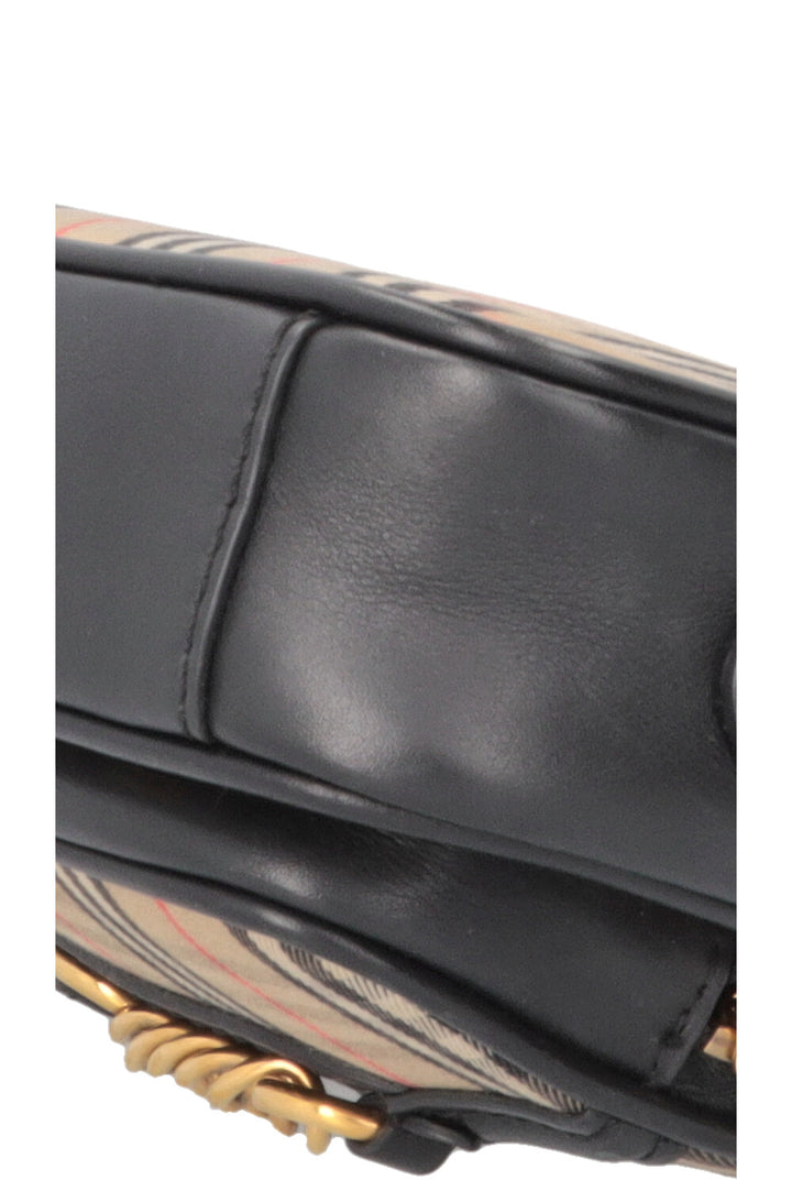 BURBERRY 1983 Check Link Camera Bag Canvas Beige Black
