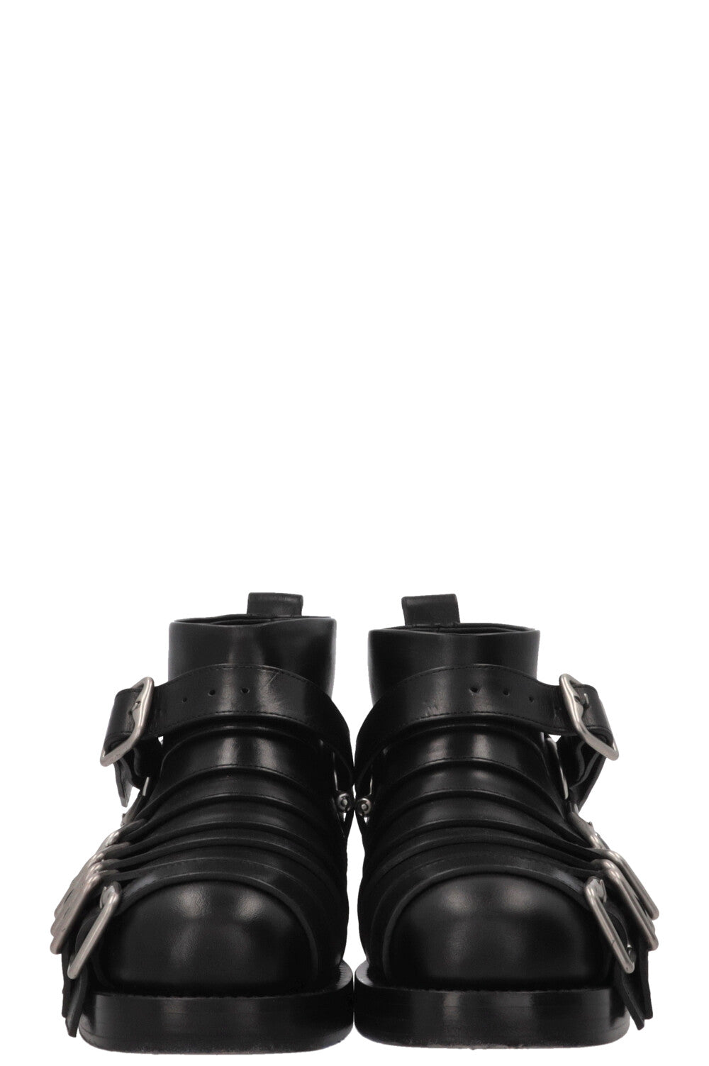 BURBERRY Buckled Biker Boots Leather Black