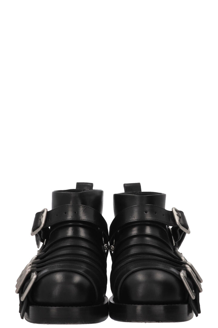 BURBERRY Buckled Biker Boots Leather Black