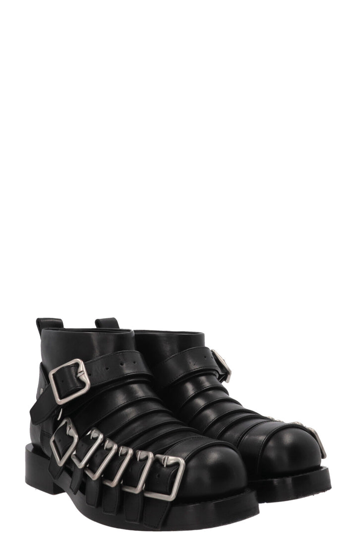 BURBERRY Buckled Biker Boots Leather Black