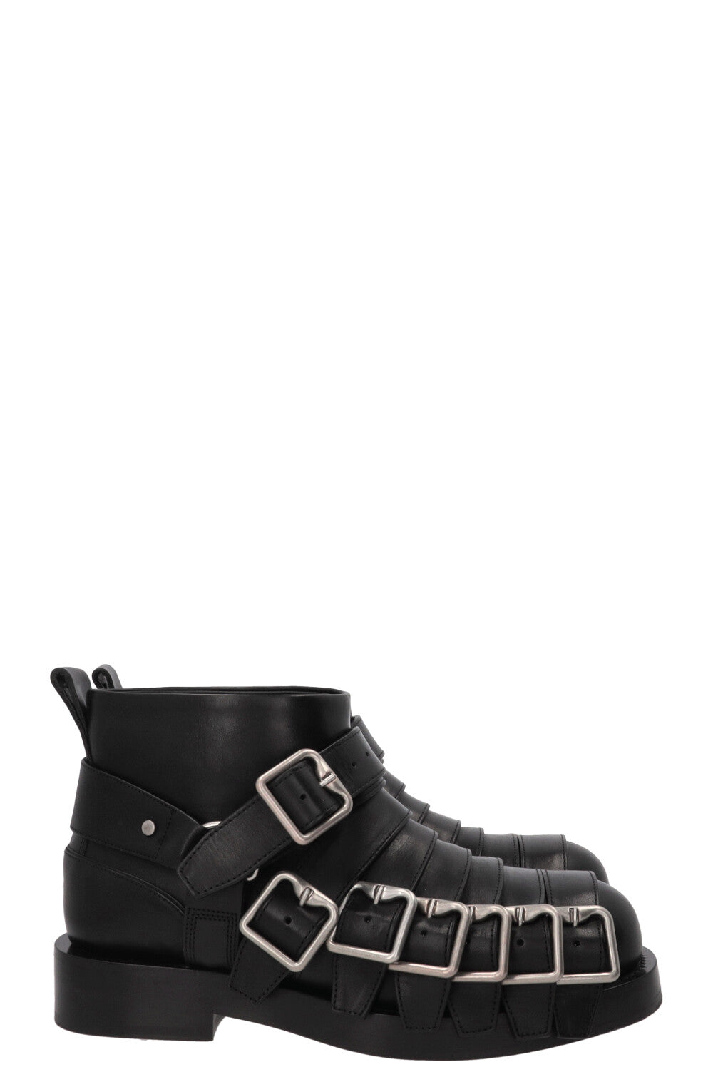 BURBERRY Buckled Biker Boots Leather Black