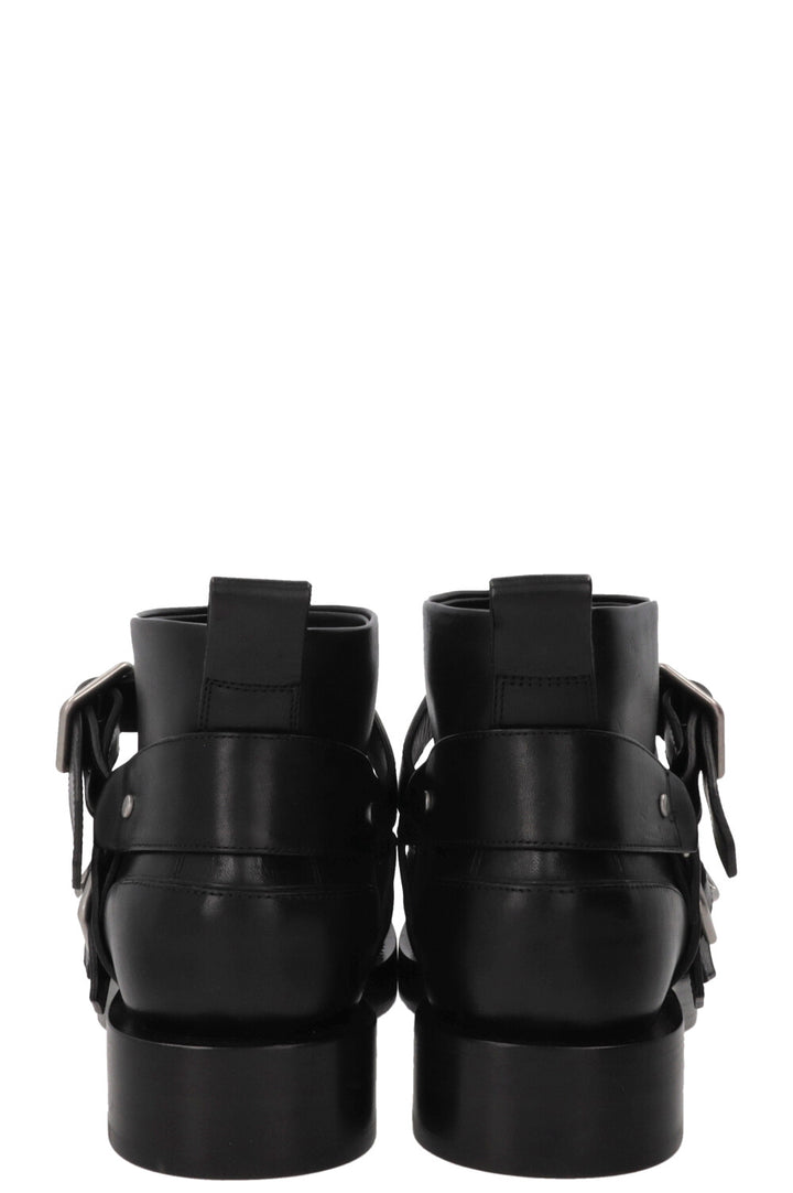 BURBERRY Buckled Biker Boots Leather Black