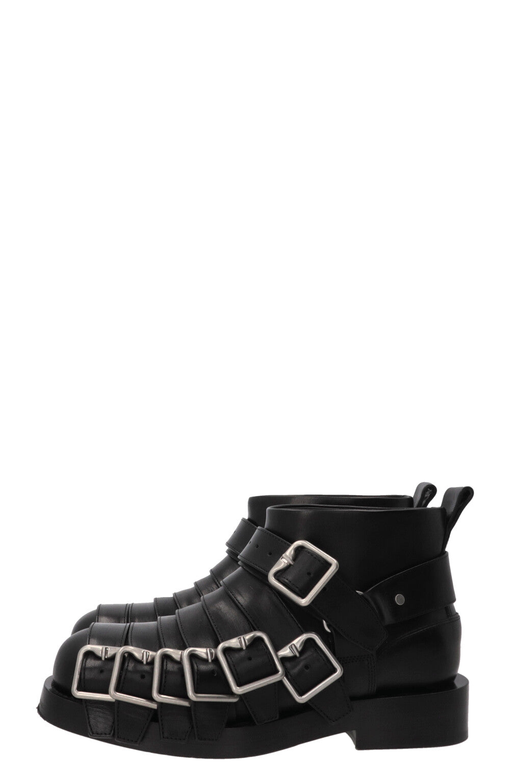 BURBERRY Buckled Biker Boots Leather Black