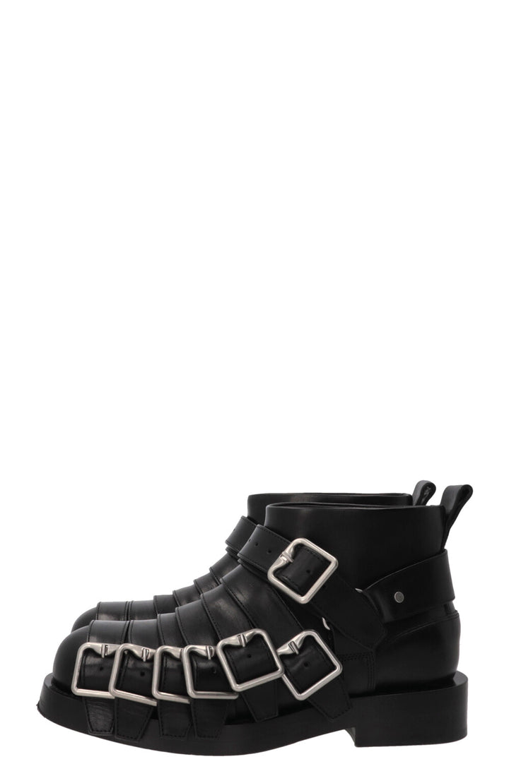 BURBERRY Buckled Biker Boots Leather Black