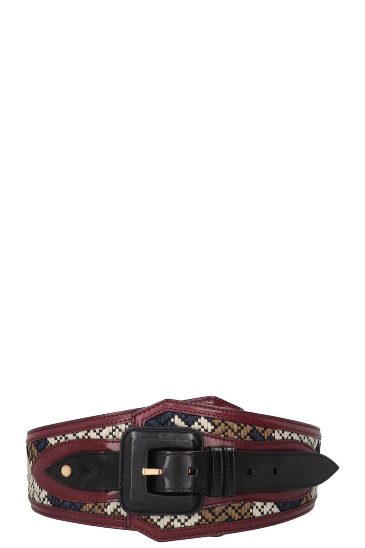 BURBERRY Wide Belt Raffia Burgundy