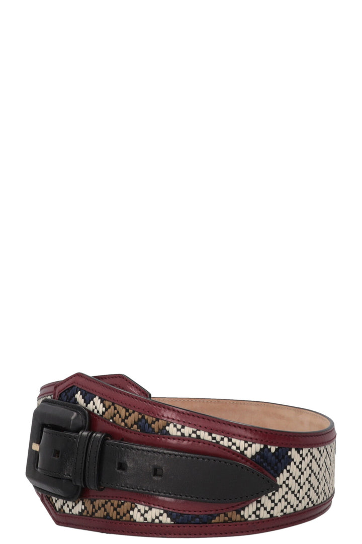 BURBERRY Wide Belt Raffia Burgundy