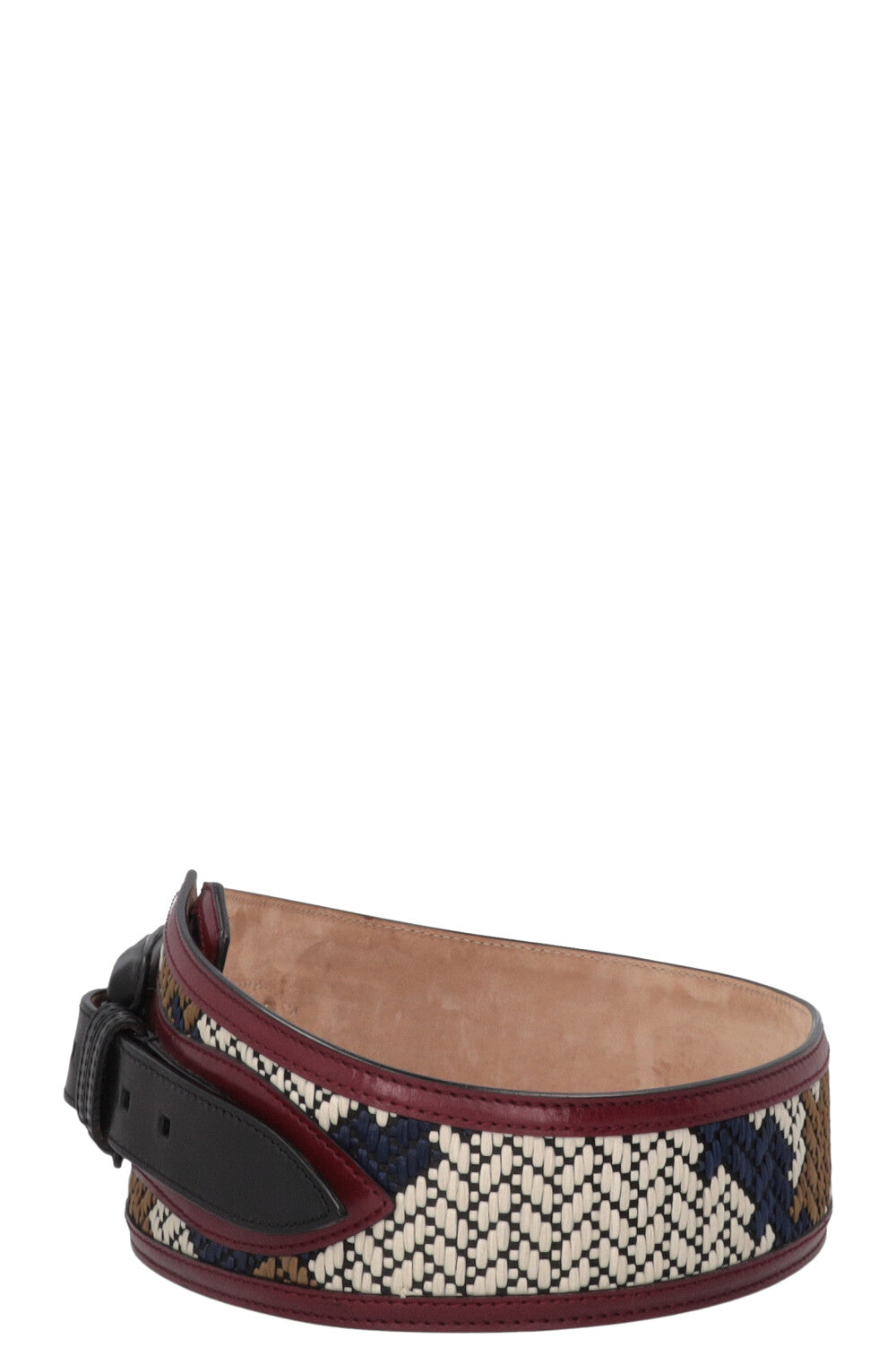 BURBERRY Wide Belt Raffia Burgundy