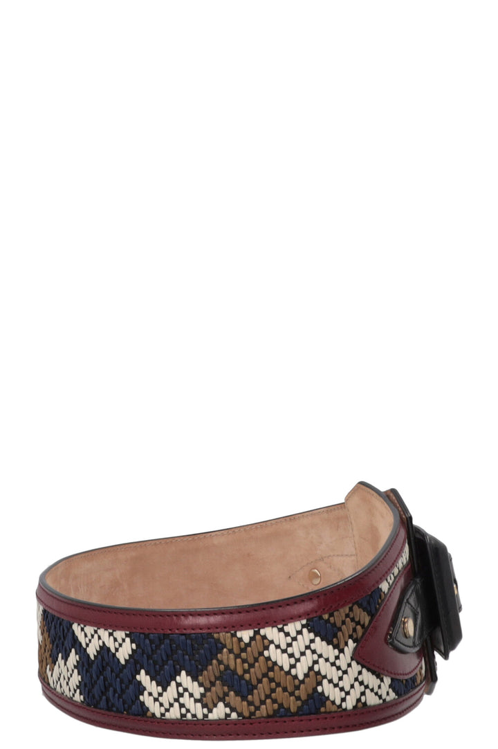 BURBERRY Wide Belt Raffia Burgundy