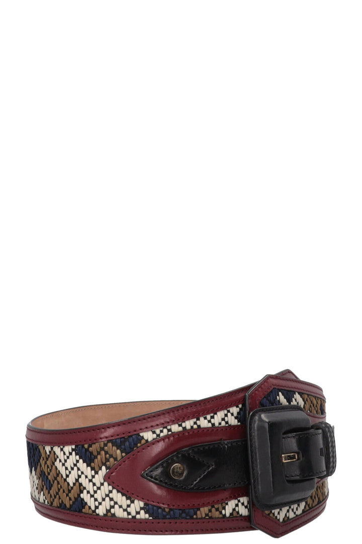 BURBERRY Wide Belt Raffia Burgundy