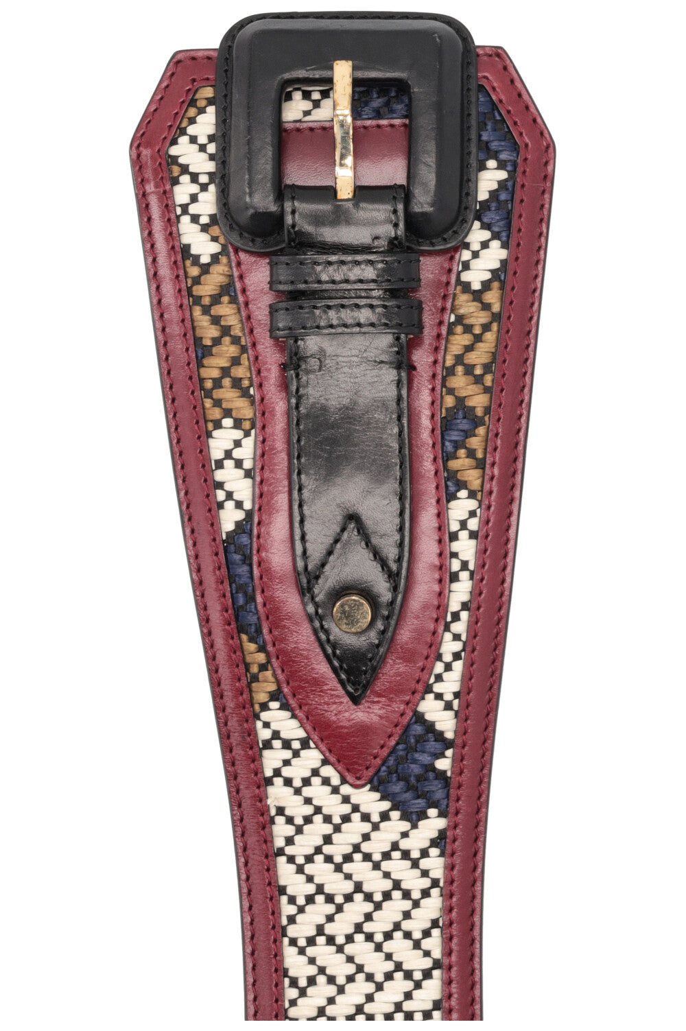 BURBERRY Wide Belt Raffia Burgundy